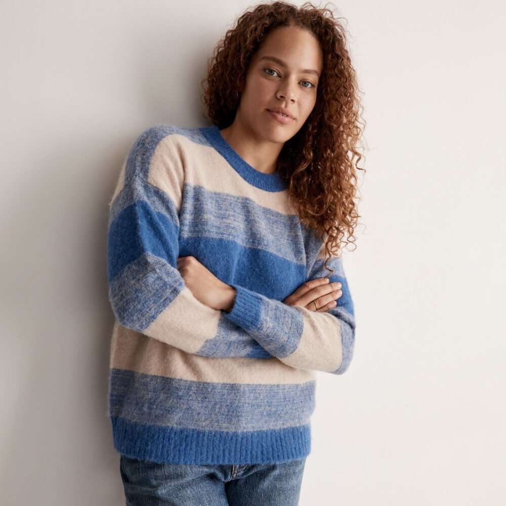 MADEWELL Space-Dyed Otis Alpaca Blend Pullover Sweater in Sky Spacedye - Picture 2 of 5